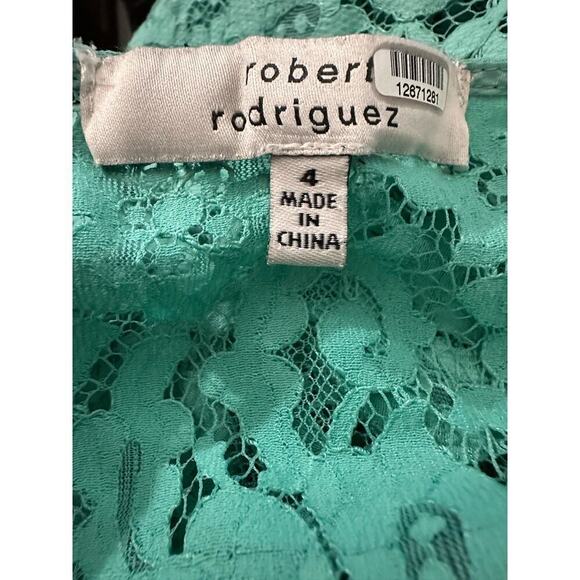 Robert Rodriguez Collection Sea Water Lace Crochet Sheer Shift Mini Dress - Sz 4 - Picture 2 of 5